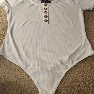 Derek Heart Ivory Buttoned Bodysuit
